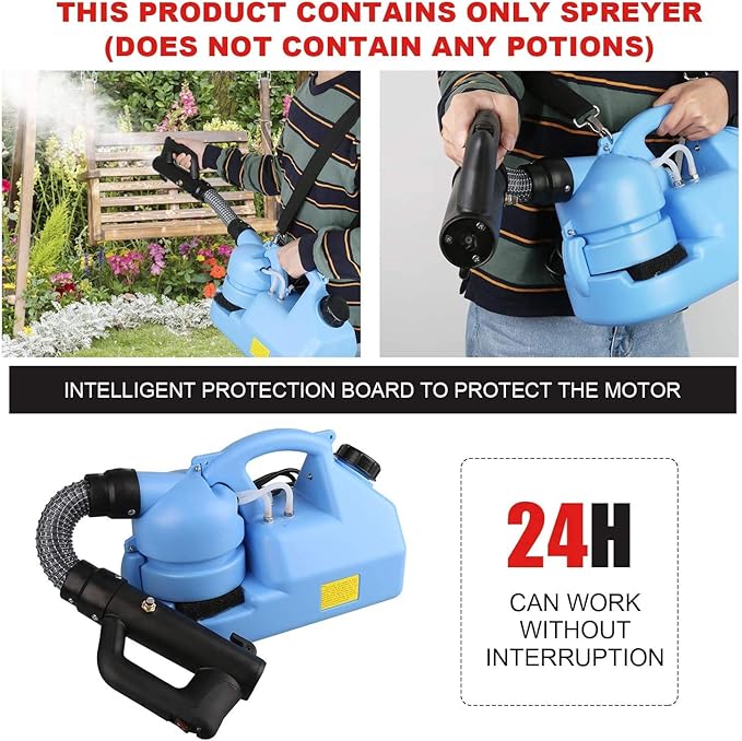 5L Portable ULV Electric Sprayer, Electric Atomizer Sprayer,Portable Foggers,Agriculture Fogging Machine for Home Indoor,Spraying Distance 8-10m,Mist Droplet Size 5-50μm