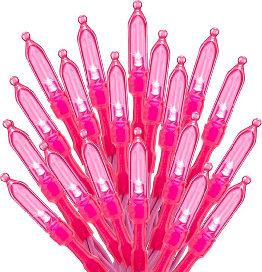 Pink Mini Christmas Lights - 39 Feet 100 LED Fairy String Lights with 8 Lighting Modes Waterproof Connectable for Indoor Outdoor Xmas Tree Garland Wreath Holiday Valentine's Day Decoration
