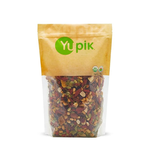 Yupik Organic Kathmdu Mix, 1 lb (16 oz), USDA Certified, Gluten-Free, Vegan, Non-GMO, Colorful Dried Fruit, Seeds, Beans, & Nuts with Goji Berries, Mango, Brazil Nuts, Pumpkin Seeds, & Tamari Almonds