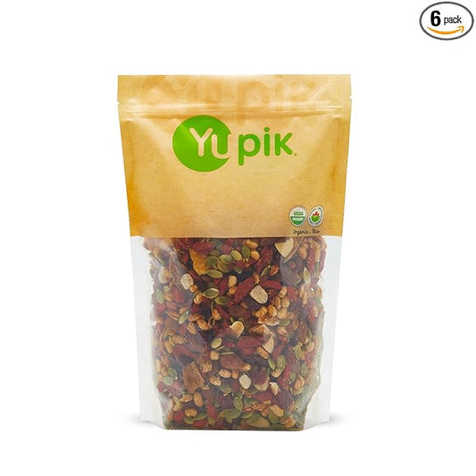 Yupik Organic Kathmandu Mix, 1 lb (16 oz), Pack of 6, Gluten-Free, Vegan, Non-GMO, Colorful Dried Fruit, Seeds, Beans, & Nuts with Goji Berries, Mango, Brazil Nuts, Pumpkin Seeds, & Tamari Almonds