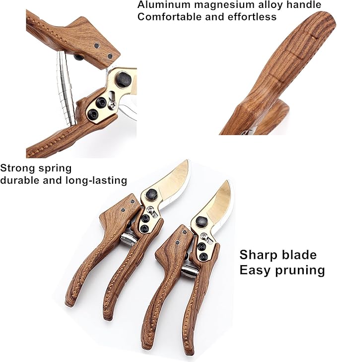 Bypass Pruning Shears scissors 25mm/0.98" Branch Cut Capacity Garden Clippers Gardening Scissors Sharp Stainless Steel Blade with 1 Pair Reusable Slip-Proof Gloves for Garden Orchard