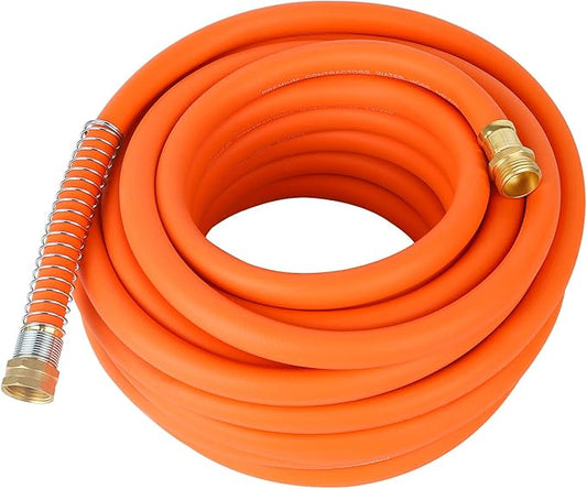 Aain Rubber Garden Hose 5/8 in. x 50 ft with 3/4'' Male to Female Solid Brass Fittings Flexible Lightweight Water Hose for All-weather Outdoor, Car wash, Lawn 500 Burst PSI, Orange