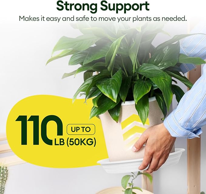 6 Pack Plant Saucer, 8 10 12 inch Plant Saucers for Indoor, Heavy Duty Plastic Plant Trays for pots, Grow Bags, Bird Baths, Flower Drip Trays for Indoor and Outdoor Uses (8", White)