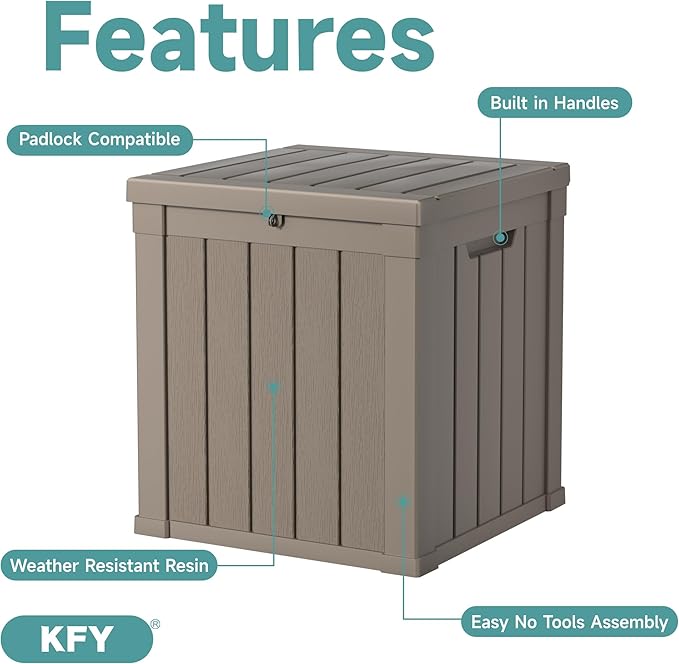 50 Gallon Waterproof Resin Deck Box, UV Resistant Outdoor Storage for Garden, Patio, Porch, Delivery, Grey