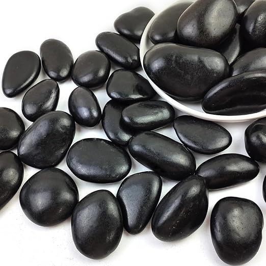 Natural Black River Rocks - 2-3 inch 5LB High Polished Decorative Pebbles, Black Stones for Landscaping, Natural River Rocks for Outdoor Décor, Polished Pebbles for Plants.