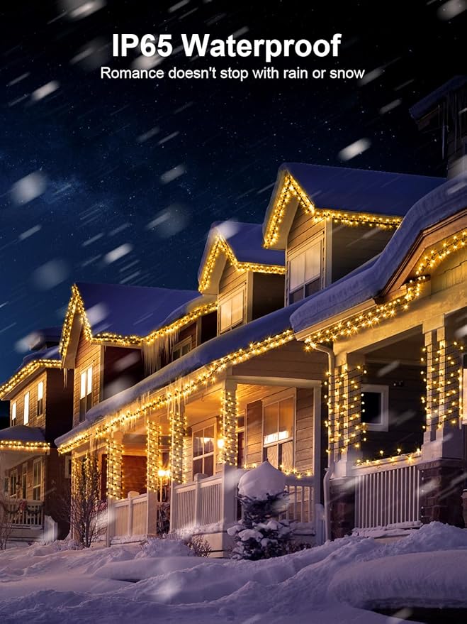 300 LED Christmas Lights Outdoor, 115FT Warm White Christmas Tree Lights with Remote Control, 8 Modes Fairy Light Plug in Outside IP65 Waterproof for Xmas Tree Patio Bedroom Holiday Party Wedding