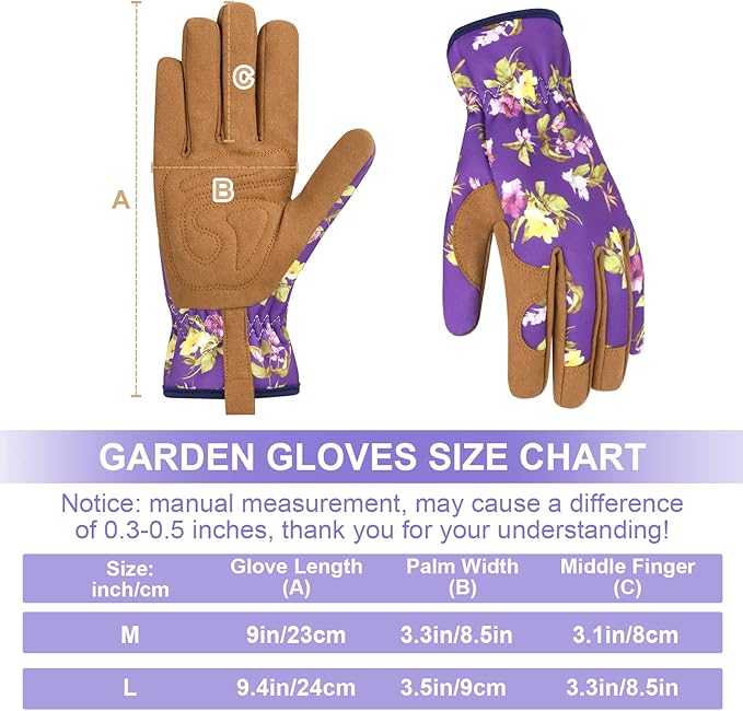 Womens Gardening Weeding Working Gloves, Leather Garden Glove for Women Thorn Proof No Stab for Digging, Planting,Pruning