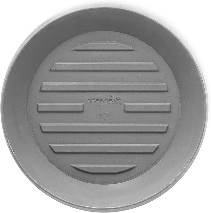 Crescent Garden Universal Round Planter Saucer, Durable Drainage Dish for Plant Pots, Heavy-Duty Plant Dishes Saucer, Indoor & Outdoor Plant Trays - Ash (18.5 inch Inner, 23.5 inch Outer Diameter)