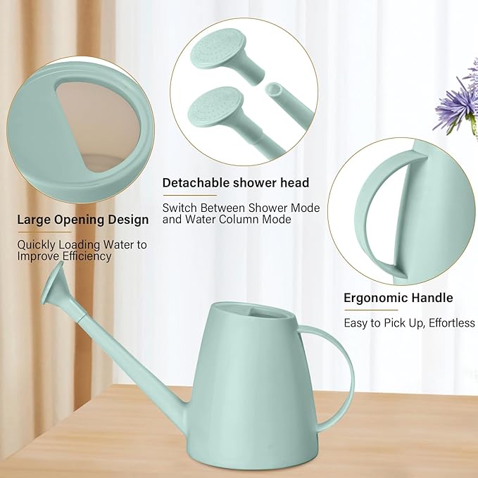 Plastic Watering Can - for Home Plant Garden - 1/2 Gallon - Green