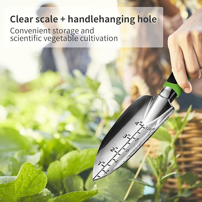 Gardening Hand Tool Set 3 Pack - MDSXO Heavy Duty Gardening Kit with Non-Slip Soft Ergonomic Handle, Great Garden Gift for Women Men[Stainless Steel]