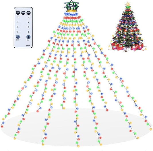 Christmas Tree Lights with Remote 400 LEDs Christmas Lights for Tree with 8 Lighting Modes, Timer and Memory Function, Indoor Outdoor String Lights for 6 ft-10 ft Xmas Tree Decorations(Multicolor)