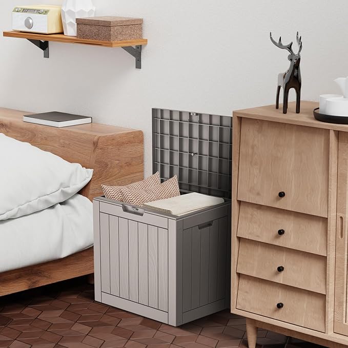 DRATO Deck Boxes, 31 Gallon Outdoor Storage Box for Patio Cushion, Garden Tools, Waterproof and UV Resistant, Lockable (Grey)