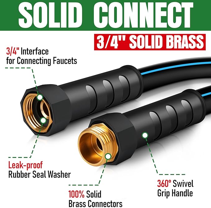 Heavy Duty Garden Hose 6ft, NON-EXPANDABLE Flexible Water Hose, Kink Resistant Lightweight Hybrid Hose, Leakproof Hose Male to Female Fittings