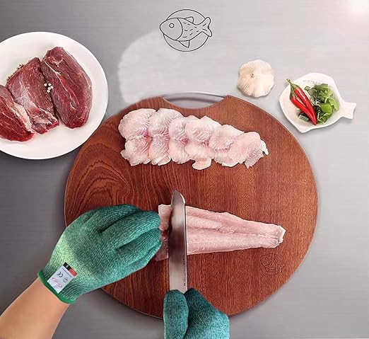 Cut Resistant Gloves, 2 Pairs of Food Grade Cut Resistant Gloves, Cutting Gloves for Kitchen, Oyster Shucking, Fish Fillet Processing, Carving Wood and Gardening(Small-Green)