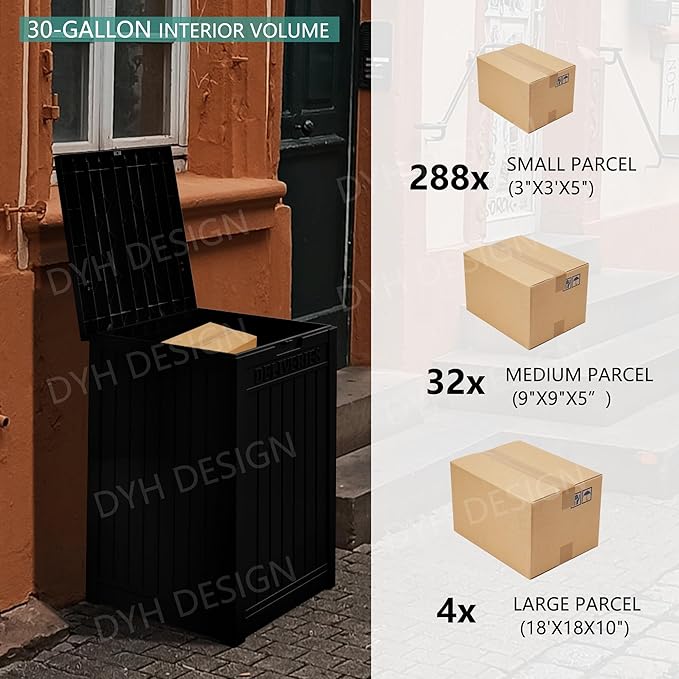 55 Gallon Outdoor Storage Box, Waterproof Resin Deck Box for Patio, Pool, and Garden, Lockable Bin for Cushions, Tools, and Accessories, UV-Resistant, Black