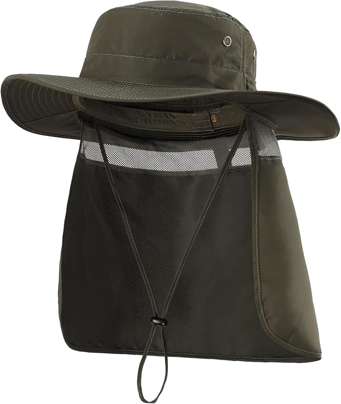 Home Prefer UPF50 Mens Sun Hat with Neck Flap Quick Dry UV Protection Cap Womens Wide Brim Fishing Hat Neck Flap Beach Garden
