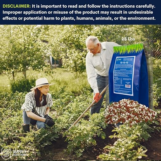 10-10-10 Complete Lawn & Garden Granular Fertilizer with Micronutrients – Balanced NPK Plant Food for Soil Health, Blooms & Roots – Safe for Vegetables, Fruits, Lawns (25 Pounds)