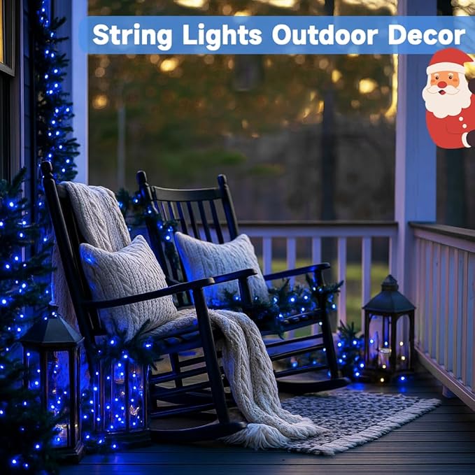 Extra-Long 144FT Solar String Lights for Outside, 2 Pack 400LED Solar Christmas Lights Outdoor, Waterproof Copper Wire with 8 Modes Twinkle Fairy Lights for Tree Garden Party Christmas Decor (Blue)