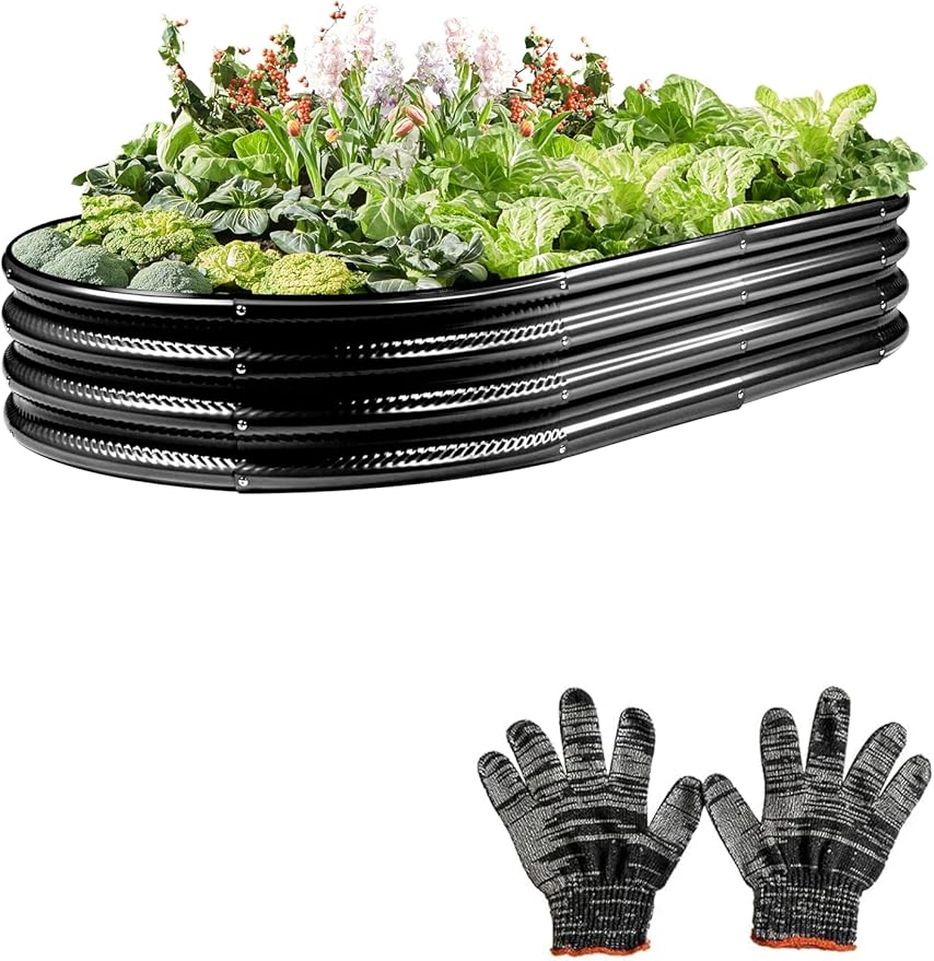 Raised Garden Bed, Galvanized Planter Raised Beds for Outdoor,Vegetables, Flowers & Herbs, Heavy-Duty Metal Raised Garden Beds Outdoor, Rust-Resistant & Easy Assembly (Black, 8x4x1 ft)