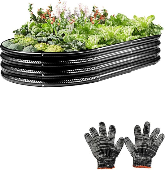 Raised Garden Bed, Galvanized Planter Raised Beds for Outdoor,Vegetables, Flowers & Herbs, Heavy-Duty Metal Raised Garden Beds Outdoor, Rust-Resistant & Easy Assembly (Black, 8x4x1 ft)