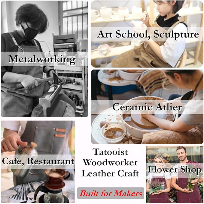 Heavy-Duty Canvas Tool Apron – Adjustable Cross-Back Work Apron with Pockets for Woodworking, Gardening & Crafts