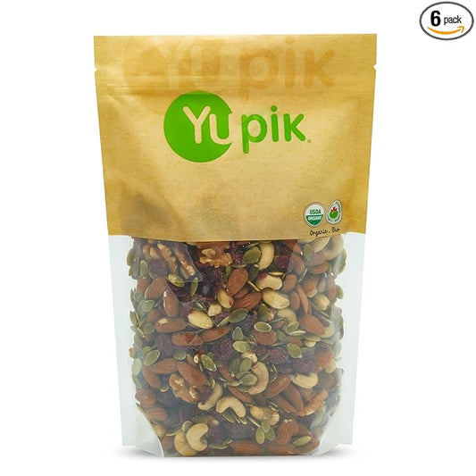 Yupik Organic Protein Boost Trail Mix, 2.2lb, An organic mix of cashews, almonds, pumpkin seeds, walnut, cranberries (Pack of 6)