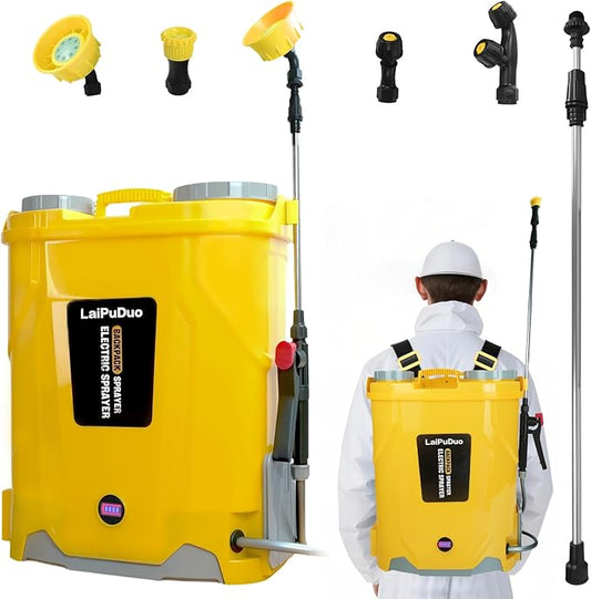 5.3Gal Battery Powered Backpack Sprayer Compatible with DeWalt 20V Battery, Electric Backpack Sprayer with 4 Nozzles, 0-100 PSI Adjustable Pressure for Weeding, Spraying & Cleaning