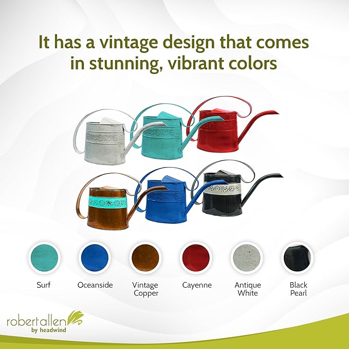 Headwind Willow Vintage Copper 0.5 Gallon Galvanized Decorative Metal Garden Watering Can for Indoor & Outdoor Plant Care – Vintage Gardening Plant Watering Can by Robert Allen