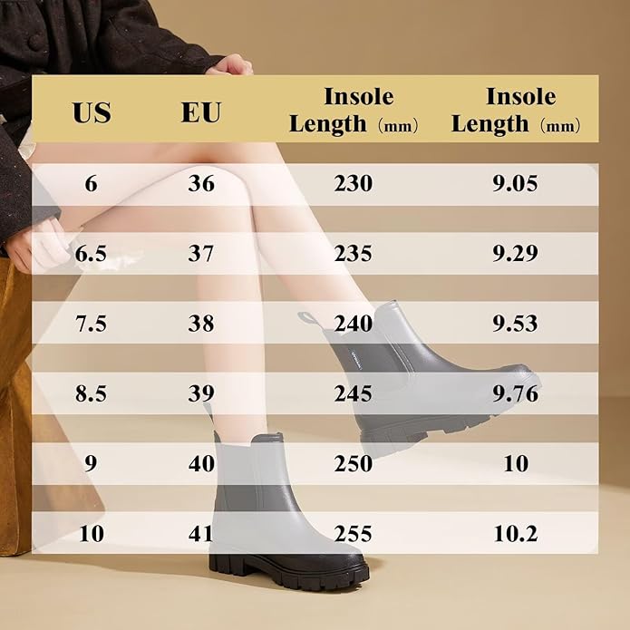 Short Rain Boots Women Waterproof Ankle Rainboots Fashion Chelsea Boots Non-Slip Garden Shoes for Outdoor Work Booties