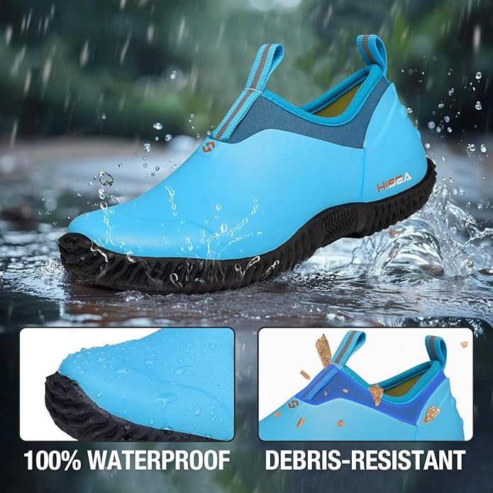 HISEA Waterproof Garden Shoes for Women Neoprene Slip-On Rubber Rain Footwear Short Ankle Booties