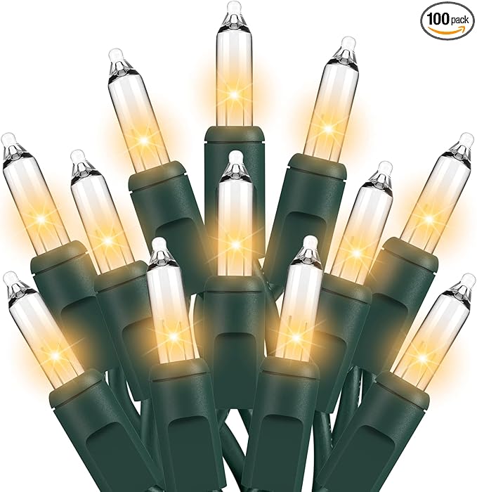 Christmas Lights Clear White 100 Count Incandescent Lights UL Certified Connectable Christmas Tree Lights with Green Wires for Indoor Outdoor Xmas, Wedding, Holiday, Party, Home Decorations