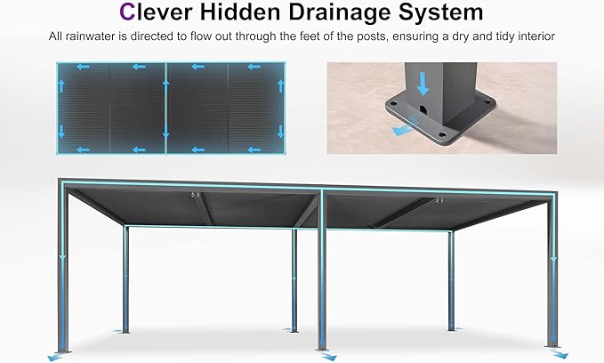 PURPLE LEAF Louvered Pergola 12' x 24' Outdoor Full Aluminum Pergola with Adjustable Rainproof Roof Pre-Sized for Large SUVs & Pickup Trucks Restaurant Patios & Tavern Backyard Poolside