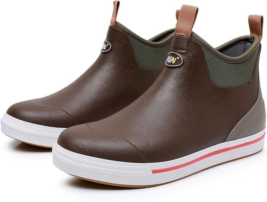 WTW Unisex Rain Boots for Men and Women Waterproof Rubber Fishing Deck Boots Neoprene Boots Slip on Ankle Garden Shoes