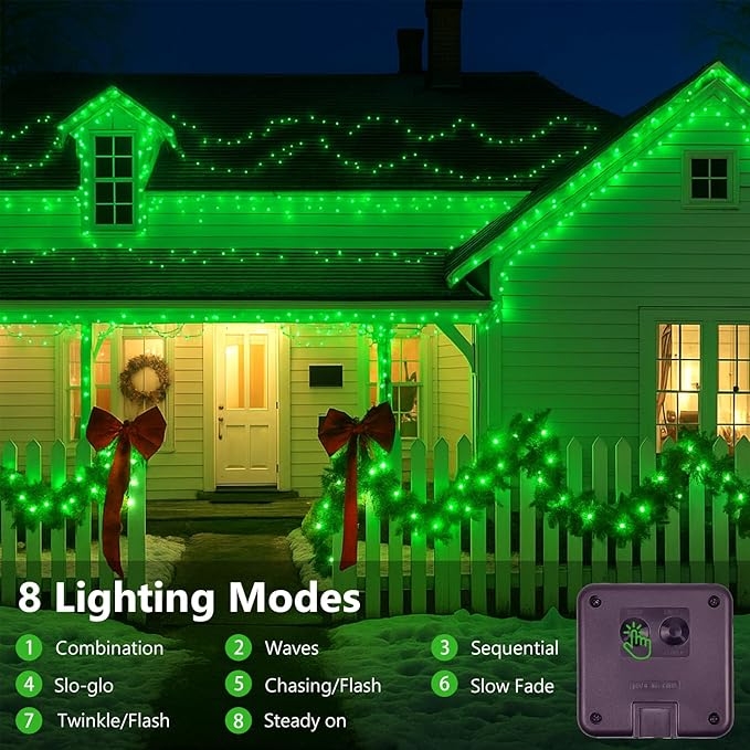 Extra-Long 144FT Solar String Lights for Outside, 2 Pack 400LED Solar Christmas Lights Outdoor, Waterproof Copper Wire with 8 Modes Twinkle Fairy Lights for Tree Garden Party Xmas Decor (Green)