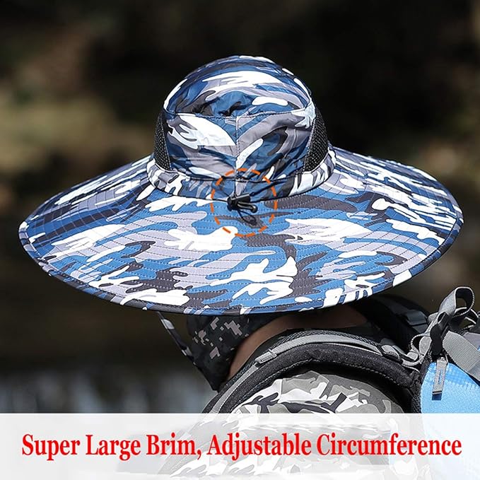 HUAMULAN 6" Super Wide Brim Sun Hats, Men and Women Bucket Hat for Fishing Hiking Garden Lawn Work Safari Camping Outdoor