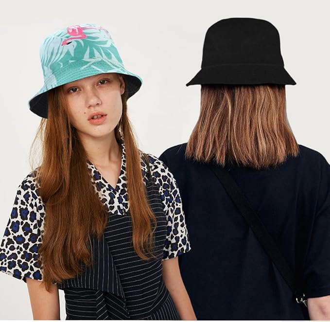 Malaxlx Bucket Hat Beach Sun Hat Fishing Hat for Women Men, Outdoor Travel Reversible Double Side Wear Fisherman Hat