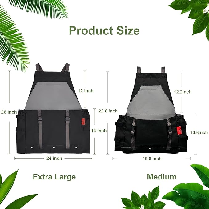 Extra Gardening Apron Waterproof Cross Back Apron, 600D Heavy Duty Apron Harvest and Large Quick Release Pockets