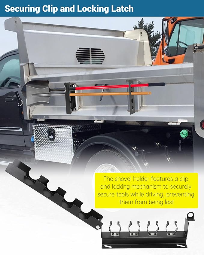 4-Hole Shovel Holder for Truck Bed, Garden Tool Holding Rack, Shovel Rack for Trailer/Truck Accommodates Diameters Up to 1.8" Rakes, Shovels, Other Garden Tools