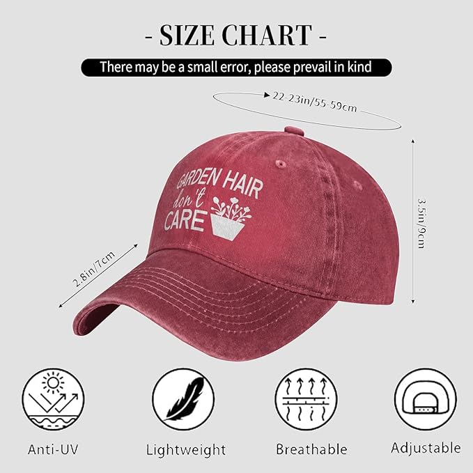 Women‘s Garden Hair Don’t Care Baseball Cap - Trucker Hat for Women - Stylish Cute Sun Hat