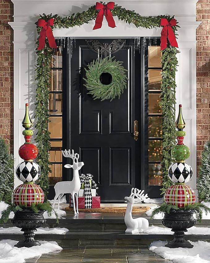 Norfolk Pine Wreath, 16 inch Christmas Wreath for Front Door Christmas Door Wreaths Artificial Pine Green Wreath for Wall Window Mantle Indoor Outdoor Christmas Decorations