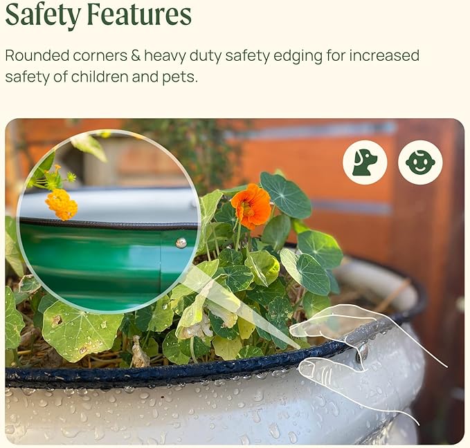 Vego garden Raised Garden Bed Kit, 11" Tall 6 in 1 Modular Metal Raised Planter Bed for Vegetables Flowers Patio Ground Planter Box, Pearl White