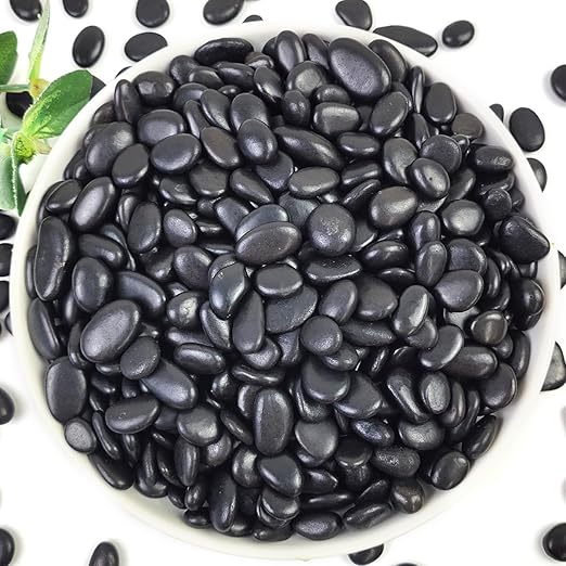 10LB Succulent and Cactus Black Pebbles, 3/8 Inch Natural Decorative Polished Stones, River Rocks for Indoor Plants, Vases, Planters and Outdoor Gardening