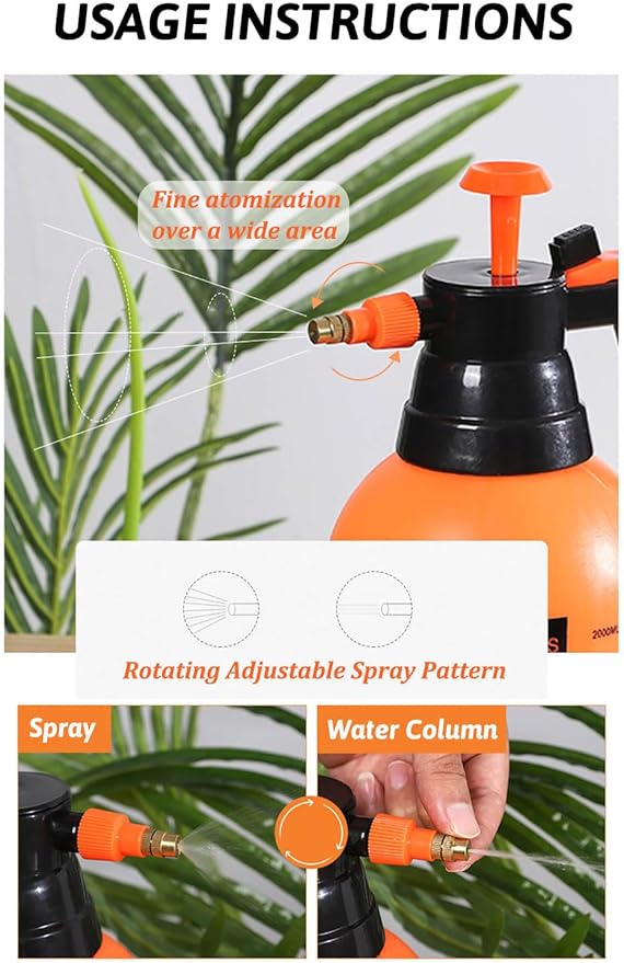 51oz/68oz Handheld Garden Pump Sprayer with Adjustable Nozzle Pressure Sprayer Hand Atomizer for Home Cleaning,Garden,Car Detailing & Washing (68ozBlue)