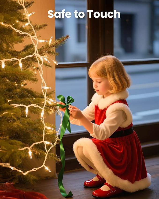 Minetom Clear Christmas Lights Set 100 Count 25 Feet Incandescent Bulb Mini String Lights for Indoor Christmas Tree Garland Birthday Wedding Party Festival Decoration, White Wire