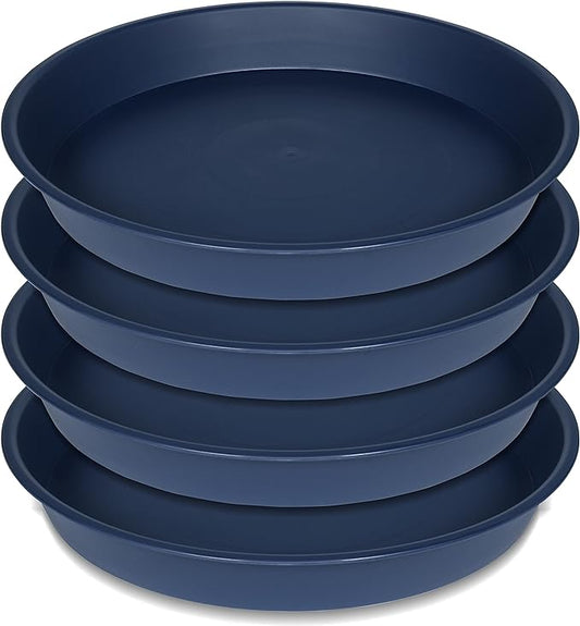 4 Pack of 16 17 inch Plant Saucer (15 inch Base), 2.3" Depth, Heavy Duty Deep Plant Trays for Planter Pots, Bird Bath Bowls, Plastic Plant Saucers for Indoors (17", Blue)