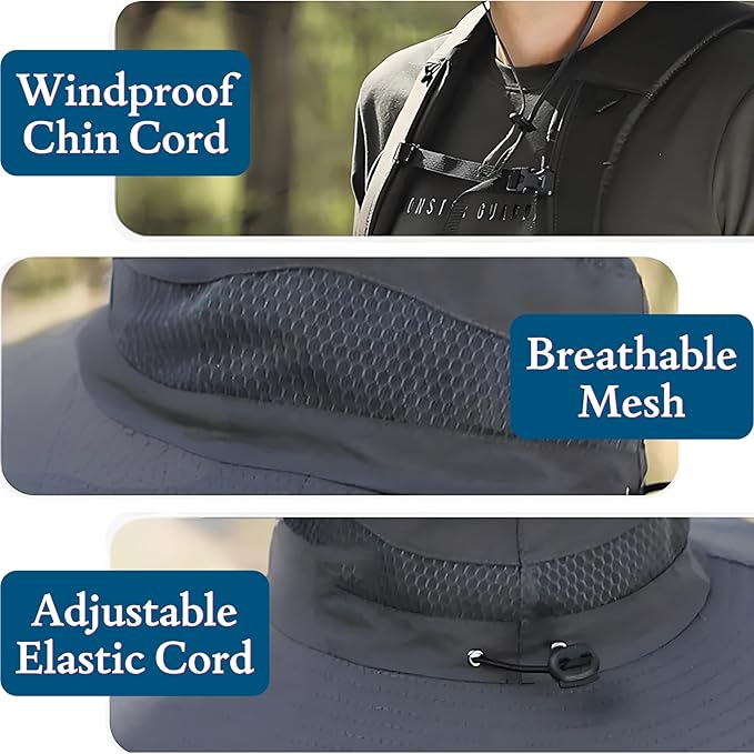 Solar Fan Hat Wide Brim Solar Fan Outdoor Fishing Hat Solar Powered Fan Sun Hat with 2 Removable Fans for Hiking Gardening