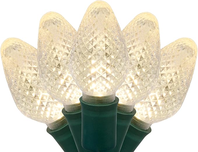 Wintergreen Lighting 25 C7 Warm White LED Christmas Lights – 17 ft Indoor Outdoor String Lights for Trees, Rooflines, and Events