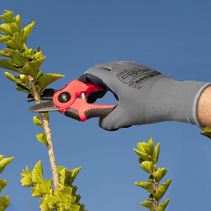 COOLJOB 10 Pairs Nitrile Dipped Safety Work Gloves with Grip, Non-slip Rubber Coated Bulk Garden Gloves for Men, Heavy-duty Oil Resistant for Truck Driver, Warehouse Box Handler, Large, Gray