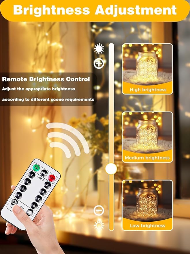 8 Pack Christmas Fairy Lights Battery Operated with Remote, 20FT 60LED Waterproof Twinkle Lights with Timer, String Light Indoor & Outdoor for Bedroom Wedding DIY Christmas Decoration(Warm White)