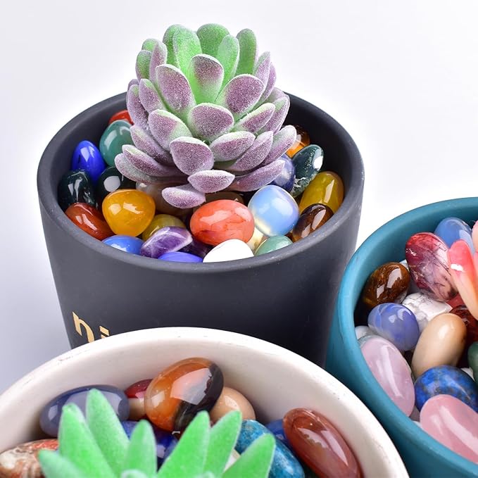 Polished Stone Set Amethyst Crystals, 0.8" Handpicked Tumbled Gemstones Rocks, Pebbles for Reiki, Chakra, Healing, Home Decor